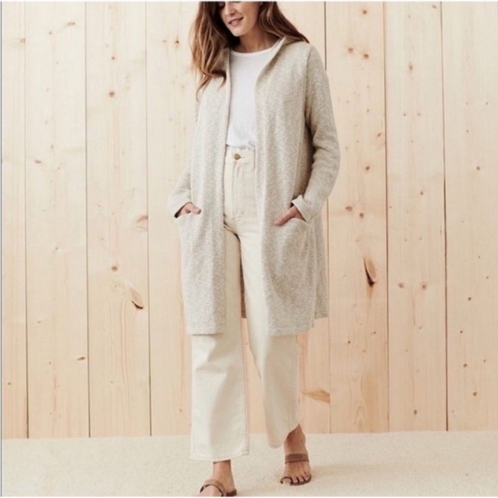 Jenni Kayne Cotton Linen Hooded Sweater Coat Size M NWT